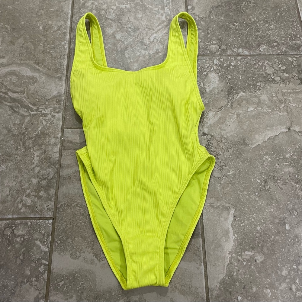 Vince Camuto Textured Striped Green One‎ Piece Swimsuit sz 10